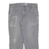 CARHARTT Mens Cotton Blend Grey Relaxed Straight Trousers W36 L27 Workwear Zip