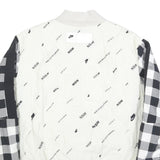 NIKE Mens White & Black Check Bomber Jacket M Nylon Plain Zip Casual Sports