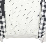 NIKE Mens White & Black Check Bomber Jacket M Nylon Plain Zip Casual Sports