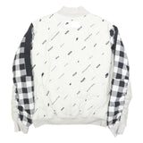 NIKE Mens White & Black Check Bomber Jacket M Nylon Plain Zip Casual Sports