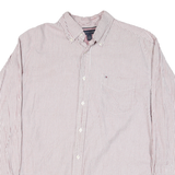 TOMMY HILFIGER Mens Red & White Stripe Shirt M Classic Button-Down Cotton Blend
