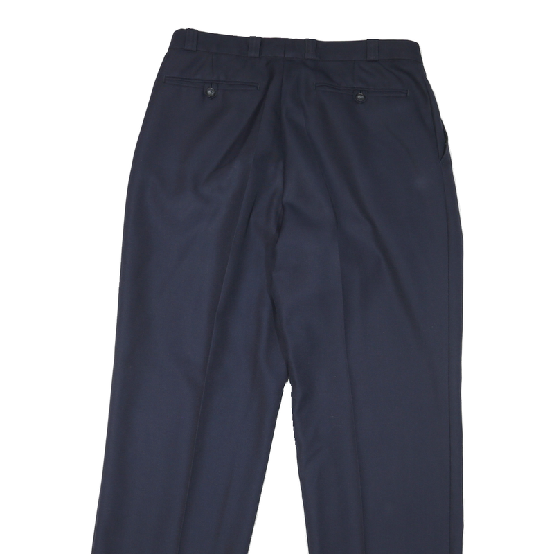 Mens Navy Regular Fit Polyester Shirt Button Closure Trousers W30 L32 Formal