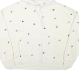 CHAMPION Womens White Multicolour Logo Print Pullover Hoodie L Casual Cotton