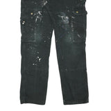 CARHARTT Mens Relaxed Black Cotton Blend Zip Trousers W33 L32 Workwear Cargo