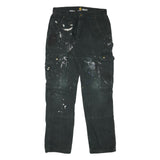 CARHARTT Mens Relaxed Black Cotton Blend Zip Trousers W33 L32 Workwear Cargo