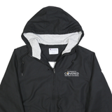 CHAMPION Mens Black Hooded Jacket S Polyester Zip Plain Casual Streetwear