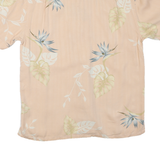 AXIST Mens Peach Silk Floral Shirt S Summer Casual Shirt