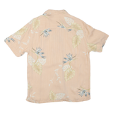 AXIST Mens Peach Silk Floral Shirt S Summer Casual Shirt