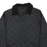 BARBOUR Girls Black Quilted Jacket XL Polyester Blend Button Closure Classic Fit