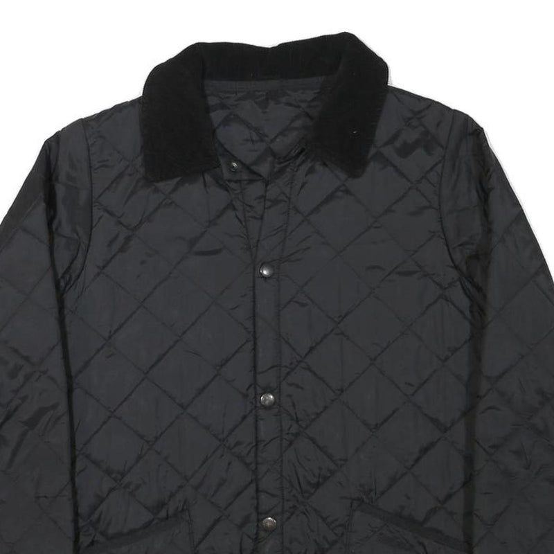 BARBOUR Girls Black Quilted Jacket XL Polyester Blend Button Closure Classic Fit