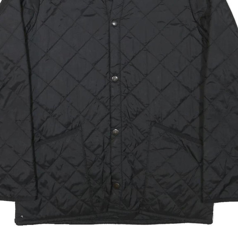 BARBOUR Girls Black Quilted Jacket XL Polyester Blend Button Closure Classic Fit