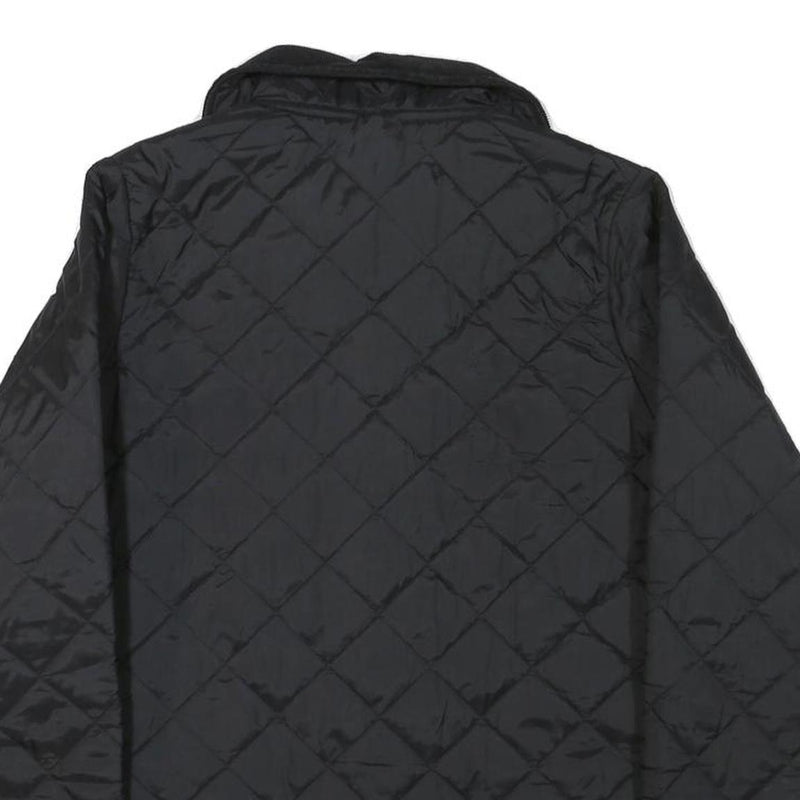 BARBOUR Girls Black Quilted Jacket XL Polyester Blend Button Closure Classic Fit