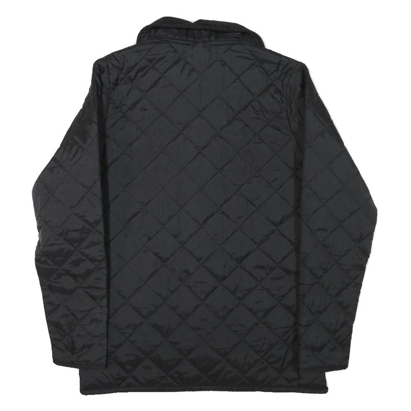 BARBOUR Girls Black Quilted Jacket XL Polyester Blend Button Closure Classic Fit