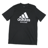 ADIDAS Mens Black & White Soccer Graphic T-Shirt L Short Sleeve Crew Neck