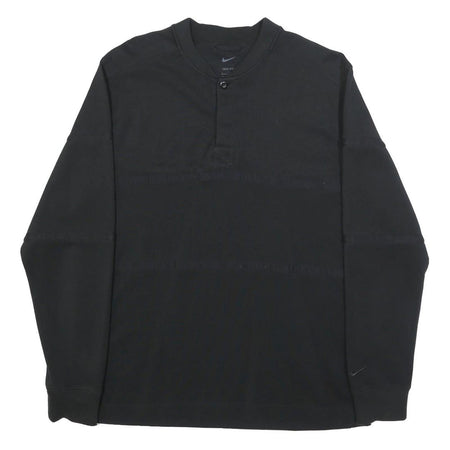 NIKE Mens Black Cotton Blend Crew Neck Sweatshirt L Casual Pullover Long Sleeve