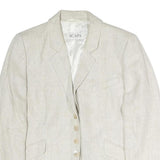 SCAPA Womens Cream Cotton Classic Jacket M Woven Button Closure Tailored Fit