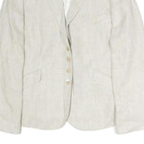 SCAPA Womens Cream Cotton Classic Jacket M Woven Button Closure Tailored Fit