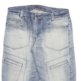 BAURHAUS Mens Denim Blue Cargo Shorts 2XL W36 Casual Cotton Blend