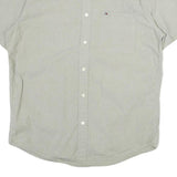 TOMMY HILFIGER Mens Beige Classic Cotton Shirt L Pocket Logo Casual Summer