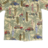 ALOHA REPUBLIC Mens Beige Hawaiian Shirt L Surfboards Beach Classic Tropical