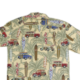 ALOHA REPUBLIC Mens Beige Hawaiian Shirt L Surfboards Beach Classic Tropical