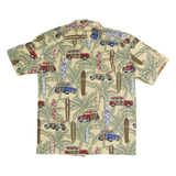 ALOHA REPUBLIC Mens Beige Hawaiian Shirt L Surfboards Beach Classic Tropical