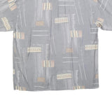 NICK TAYLOR Mens Grey & Beige Patterned Cotton Blend Shirt M Casual Relaxed Fit