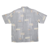 NICK TAYLOR Mens Grey & Beige Patterned Cotton Blend Shirt M Casual Relaxed Fit