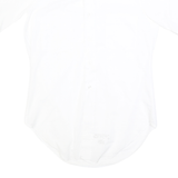 Womens White Plain Cotton Shirt M Casual Button Down Short Sleeve
