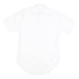 Womens White Plain Cotton Shirt M Casual Button Down Short Sleeve