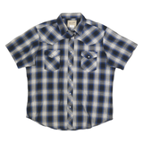 WRANGLER Womens Blue & Black & Cream Check Shirt XL Short Sleeve Cotton Blend