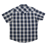 WRANGLER Womens Blue & Black & Cream Check Shirt XL Short Sleeve Cotton Blend