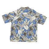 PRESWICK & MOORE Mens Blue & Brown Floral Rayon Shirt L Relaxed Fit Casual