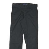 DICKIES Mens Black Regular Fit Straight Leg Trousers W30 L29 Cotton Blend Zip