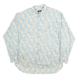 NETTELSTROTH Mens Blue & Cream Floral Cotton Blend Shirt XL Lightweight Casual