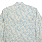 NETTELSTROTH Mens Blue & Cream Floral Cotton Blend Shirt XL Lightweight Casual