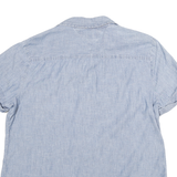 TOMMY HILFIGER Womens Blue Cotton Blend Shirt L Casual Short Sleeve Button