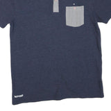 LAMBRETTA Mens Blue & Grey Button-Down Collar Short Sleeve Plain M Cotton Blend