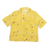GEVANA Womens Yellow Printed Shirt Short Sleeve Collared M Polyester Blend