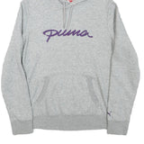 PUMA Womens Grey Hoodie S Cotton Blend Pullover Casual Hoodie