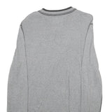 ESPRIT Mens Grey Plain Cotton Jumper V-Neck Basic Knit L Casual Comfortable