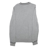 ESPRIT Mens Grey Plain Cotton Jumper V-Neck Basic Knit L Casual Comfortable