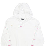 NIKE Womens White & Pink Hoodie XS Cotton Blend Pullover Sports Sweatshirt