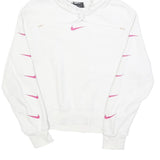 NIKE Womens White & Pink Hoodie XS Cotton Blend Pullover Sports Sweatshirt