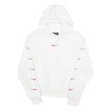 NIKE Womens White & Pink Hoodie XS Cotton Blend Pullover Sports Sweatshirt