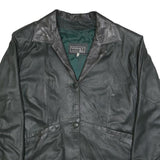 VERSACE Mens Black Leather Jacket L Leather Plain Button Closure Classic