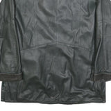 VERSACE Mens Black Leather Jacket L Leather Plain Button Closure Classic