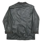 VERSACE Mens Black Leather Jacket L Leather Plain Button Closure Classic