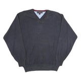 TOMMY HILFIGER Mens Navy Plain Cotton Crew Neck Basic Knit Jumper L Comfort