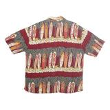 FULENA Mens Red Surfboard Print Cotton Shirt L Casual Summer Short Sleeve